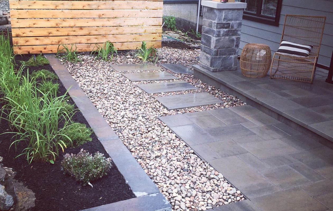 Freshly done landscaping at a home