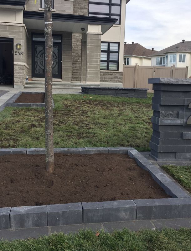Freshly done landscaping at a home