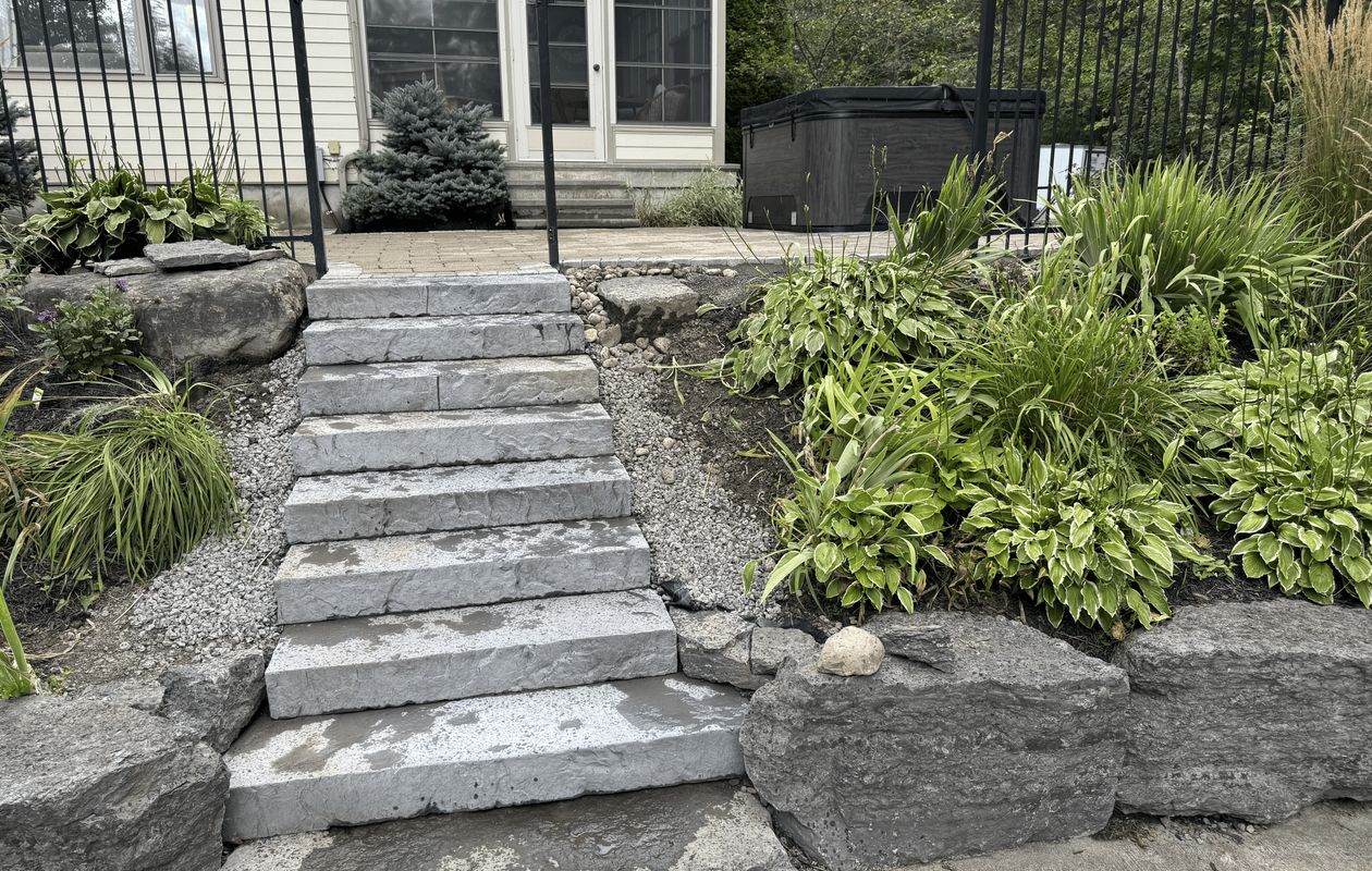Freshly done landscaping at a home