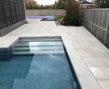 Steps out of a pool
