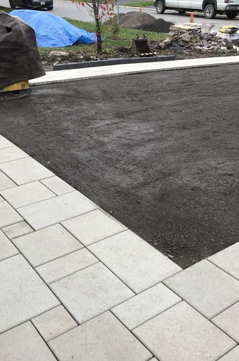 Freshly levelled driveway