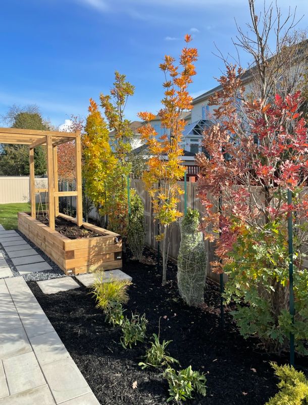 Freshly done landscaping at a home
